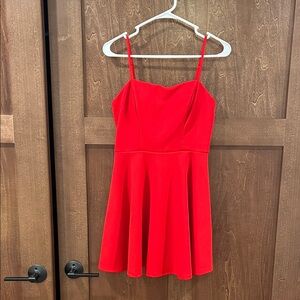 B. Smart Red Spaghetti Strap Dress